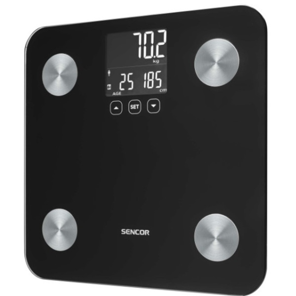 Sencor Весы напольные SBS6025WH, 180 кг, 3хААА, стекло, черный