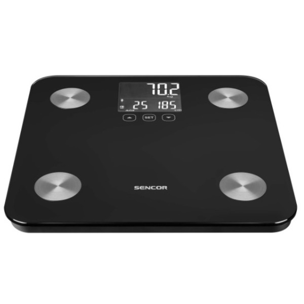 Sencor Весы напольные SBS6025WH, 180 кг, 3хААА, стекло, черный