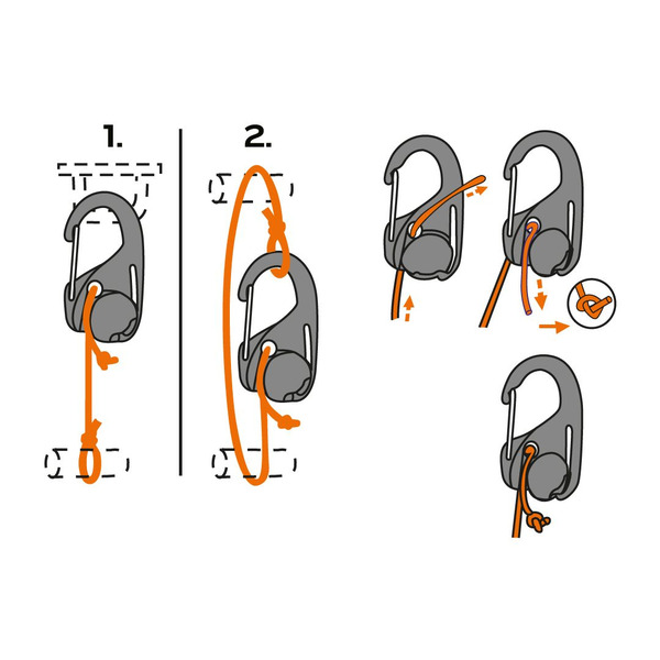 Паракордовий шнур з карабіном Neo Tools, 3.7мм х 1.5м, 2 карабіна (63-155)