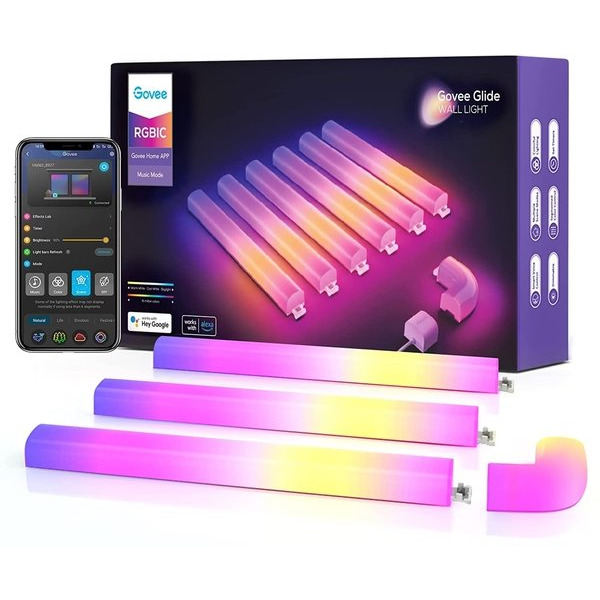 Набір настінних світильників Govee H6062 Glide RGBIC Wall Light (6+1) RGB (B6062301)