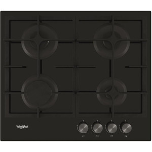 Варильна поверхня Whirlpool газова на склі, 60см, чавун, турбо-конфорка, чорний