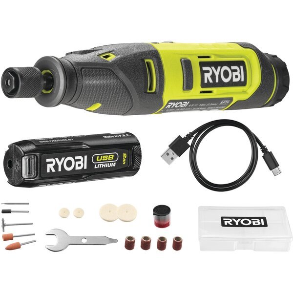 Шліфмашина пряма Ryobi RRT4-120GA15, 4В USB Lithium, 1х2Ач (5133005634)
