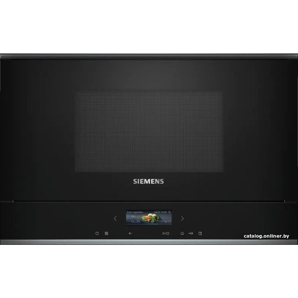 Мікрохвильова піч Siemens вбудовувана, 21л, електр. управл., 900Вт, гриль, дисплей, чорний