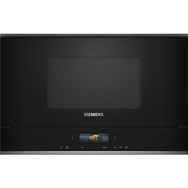 Мікрохвильова піч Siemens вбудовувана, 21л, електр. управл., 900Вт, гриль, дисплей, чорний