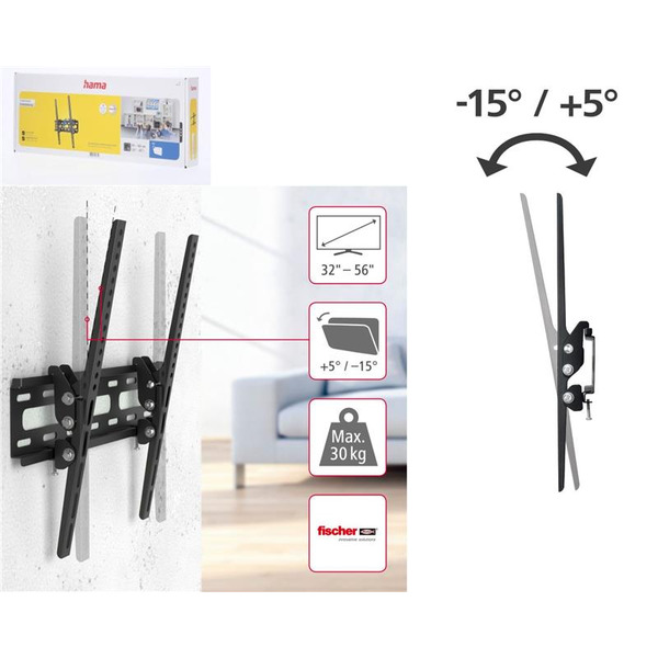 Кріплення ТВ фіксоване Hama TV-WH, 32-65, чорний