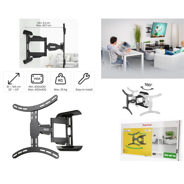 Кріплення ТВ поворотне Hama TV-WB, 32-65", чорний