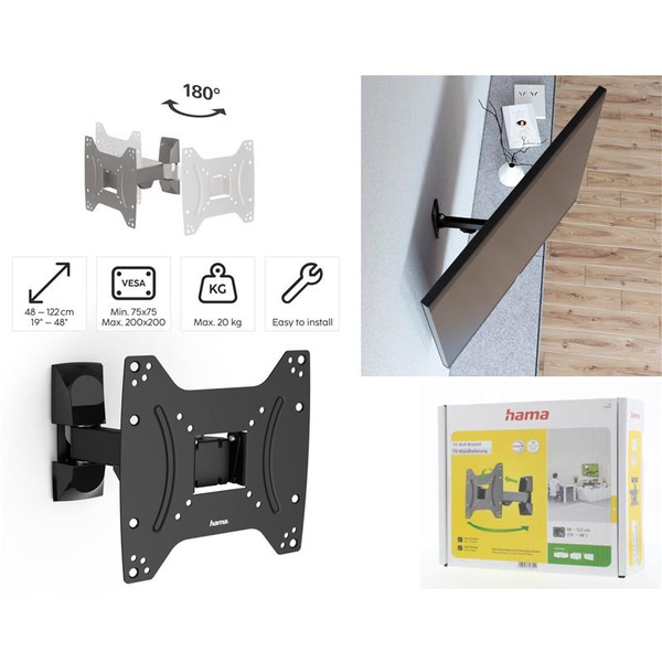 Кріплення ТВ поворотне Hama TV-WB, AR-1, 19-48", чорний