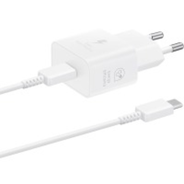Мережевий зарядний пристрій Samsung EP-T2510XWEGEU White, 25W + кабель USB Type-C