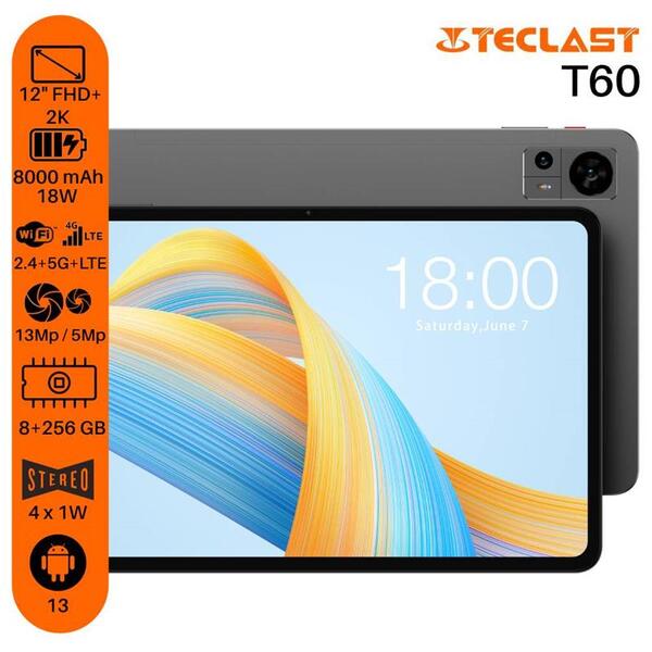 Планшет Teclast T60 8/256GB 4G Dual Sim Gray (6940709685563)