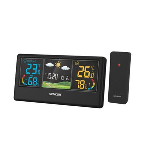 Метеостанция Sencor, внутр/наруж измерение, темп-ра, влажность, время, прогноз погоды, чёрный