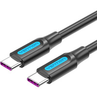 Кабель Vention USB Type-C - USB Type-C (M/M) TPE Round PD 100W, 5A, 1 м, Black (COTBF)