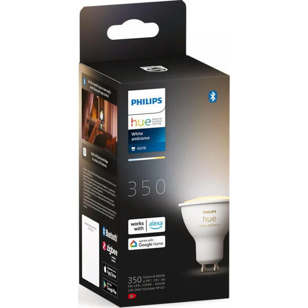 Лампа розумна Philips Hue GU10, 5W(50Вт), 2200K-6500K (929001953309)