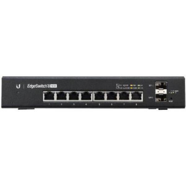 Комутатор Ubiquiti EdgeSwitch ES-8-150W (8x1GE, 2xSFP, PoE+/Passive PoE, 150W max)