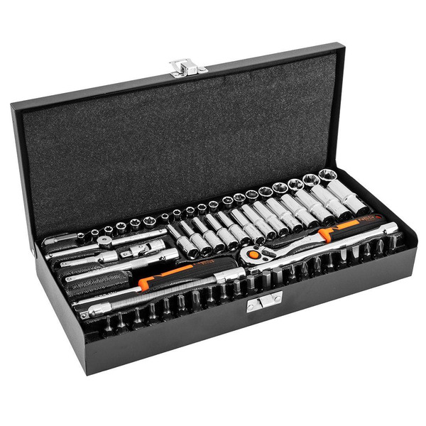 Набір торцевих головок Neo Tools, 63шт, 1/4", CrV, металевий кейс (10-008)