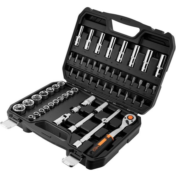 Набір торцевих головок Neo Tools, 58шт, 1/2", CrV, кейс (10-042)
