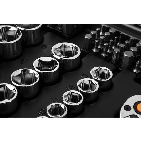 Набір торцевих головок Neo Tools, 73шт, 1/2", 1/4", CrV, кейс (10-054)