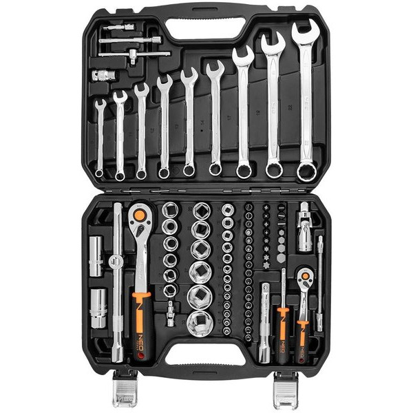 Набір інструментів Neo Tools, 82шт, 1/2", 1/4", CrV, кейс (10-059)