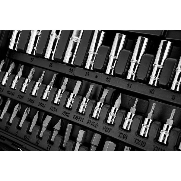 Набір торцевих головок NEO Tools, 94шт, 1/2", 1/4", CrV, кейс (10-062)