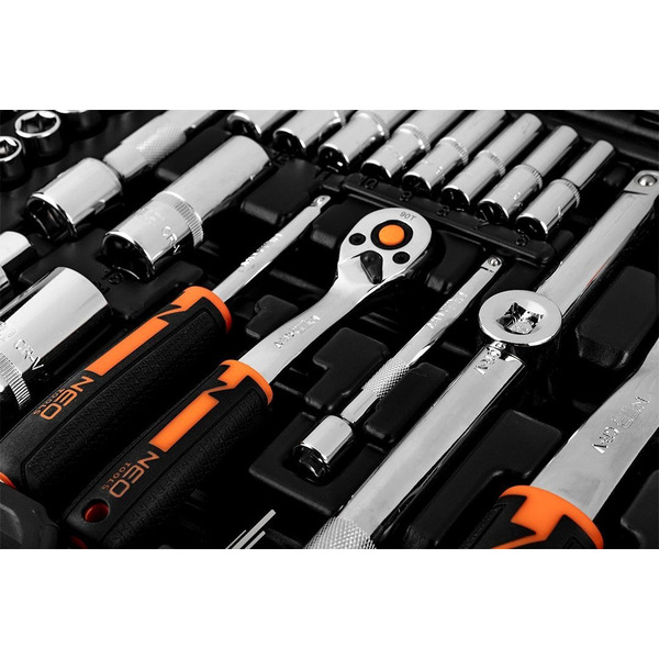 Набір торцевих головок NEO Tools, 110шт, 1/2", 1/4", CrV, кейс (10-066)