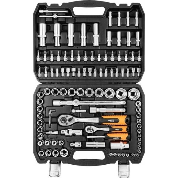 Набір інструментів Neo Tools 108шт, 1/2", 1/4", CrV, кейс (10-212)
