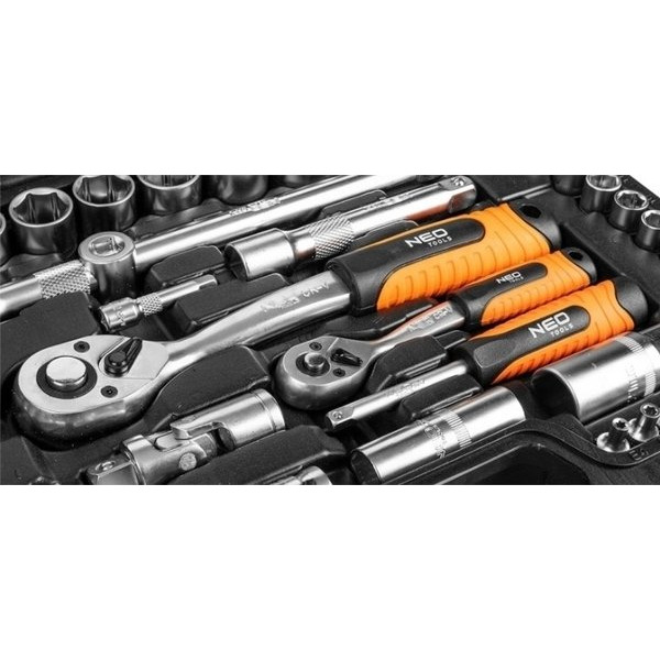 Набір інструментів Neo Tools 108шт, 1/2", 1/4", CrV, кейс (10-212)