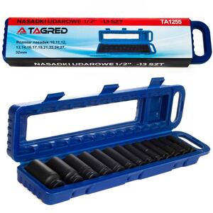 Ударные шестигранные головки 78 мм 1/2 13 шт TAGRED TA1255