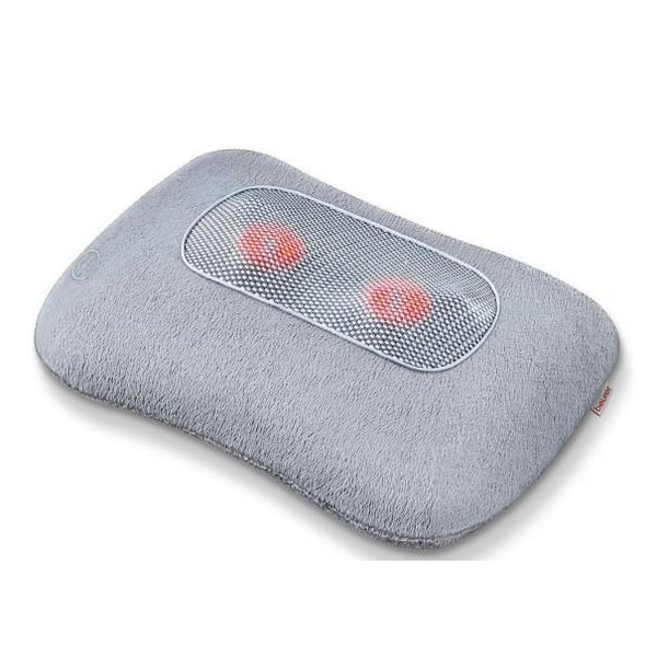 Масажна подушка Beurer для плечей, шиї, спини та ніг, від мережі , 1,34кг, 4 головки шиацу, підігрів, сірий