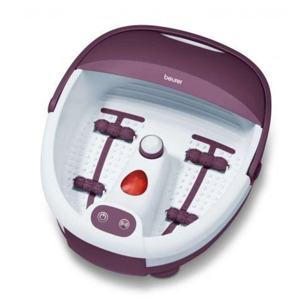 Масажна ванночка Beurer для ніг, від мережі , 1,6кг, 3 насадки, підтрим. температури води, біло-фіолетовий