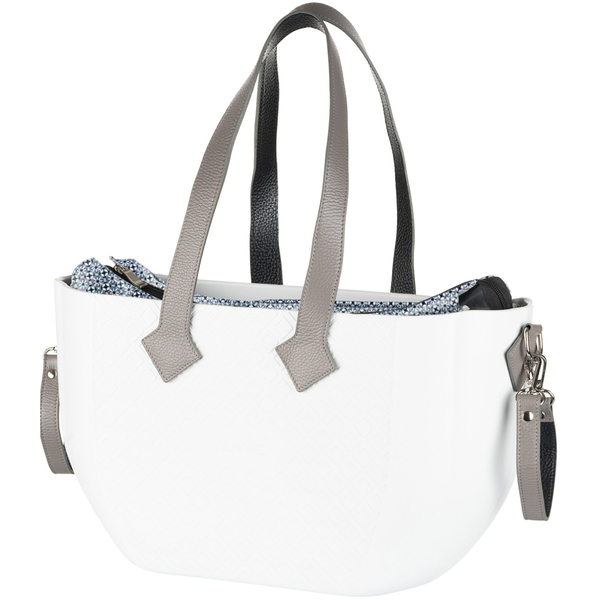 Сумка Nuvita MyMia з ручками зі шкіри, килимком та ременями для коляски, біло-сірий (NV8801G/02O/23G/13G/33G)