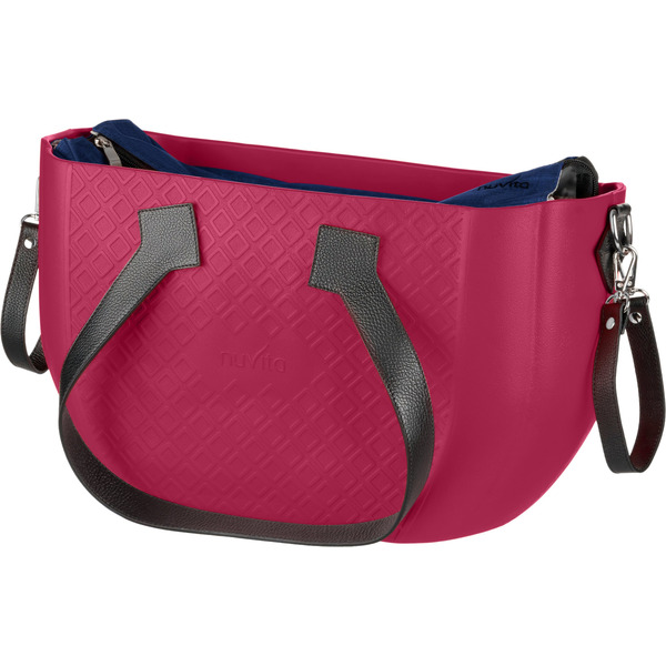 Маминська сумка Nuvita MyMia з ручками з еко-шкіри, килимок, ремені для коляски, малиново-чорний (NV8801L/02N/03B)