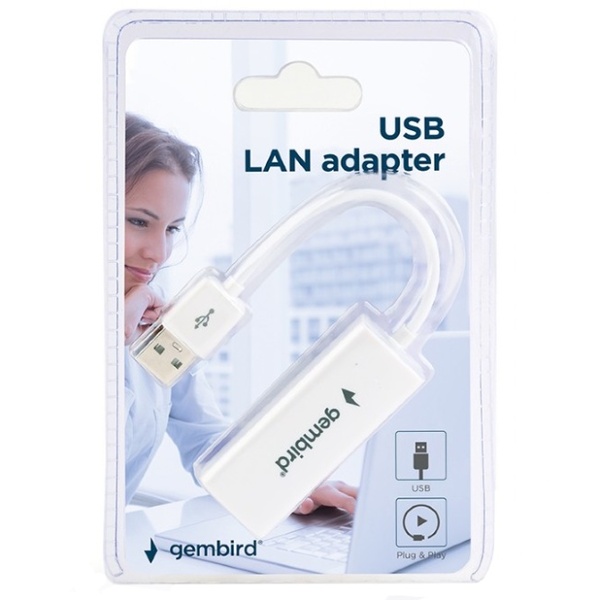 Мережевий адаптер Gembird (NIC-U2-02) USB - Fast Ethernet, білий