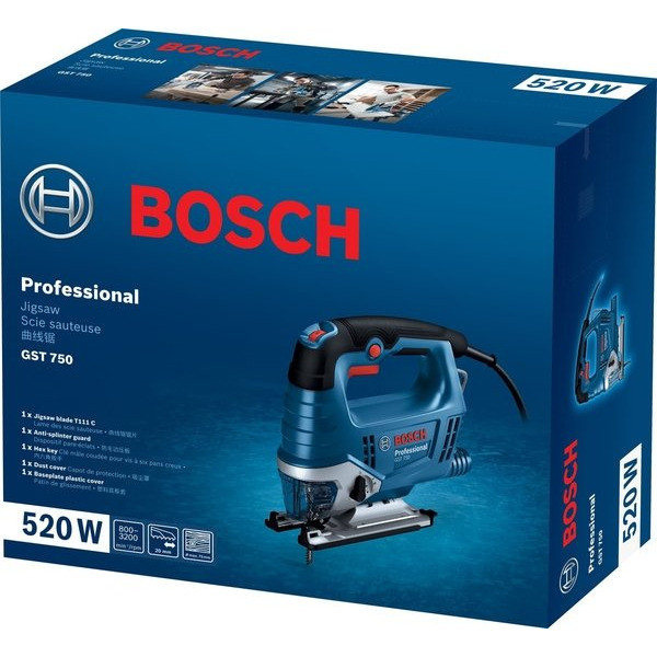 Лобзик Bosch Professional GST 750, 520Вт (0.601.5B4.121)