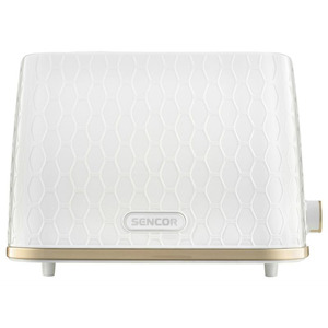 Тостер Sencor 930Вт, підігрів, розморожування, пластик, біло-золотий