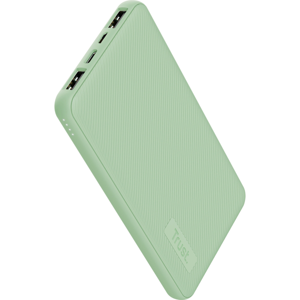 Зовнішній акумулятор (Power Bank) Trust Primo ECO, 10000мА·год, 2хUSB-A/USB-C, 15W, зелений