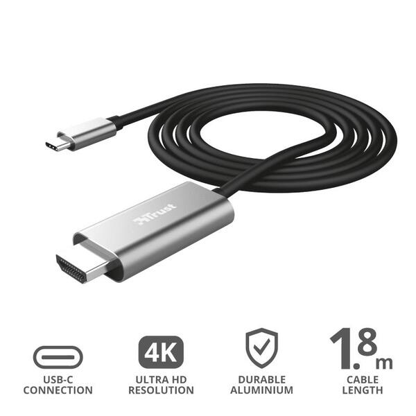 Кабель Trust Calyx USB-C to HDMI 1.8м Black