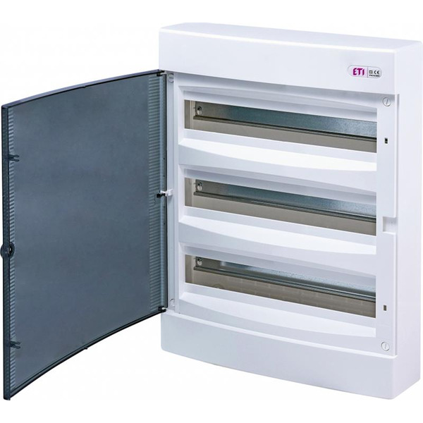 Щит наружный распределительный ETI, ECT 3x18PT (54 модуля, прозрачная дверца)