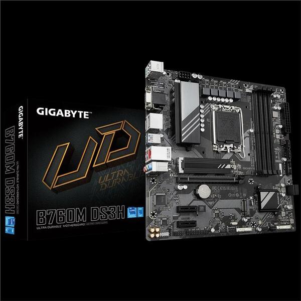 Материнська плата GIGABYTE B760M DS3H s1700 B760M 4xDDR5 M.2 HDMI DP mATX