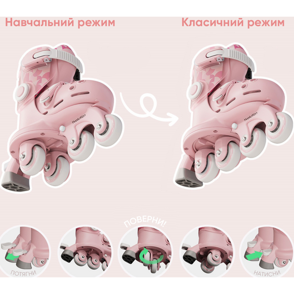Роликові ковзани розсувні Yvolution Twista / розмір 30-34 pink (YC01P4)