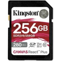 Карта памяти SDHC  256GB UHS-II/U3 Class 10 Kingston Canvas React Plus V60 SD R280/W150MB/s (SDR2V6/256GB)