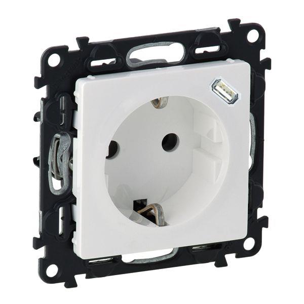 Розетка комбинированная Legrand Valena LIFE силовая c заземлением + USB-С 1.5А 5В, белый