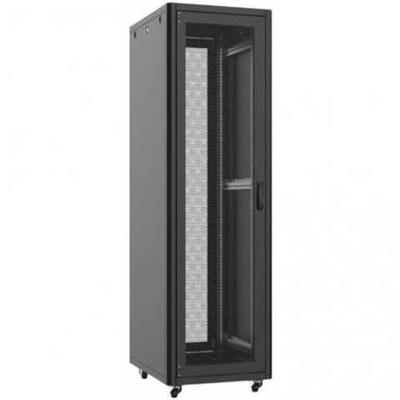 Шафа MIRSAN 19", 42U, GTN, перфоровані двері, 600x1000 мм, максимально 1000 кг, чорна