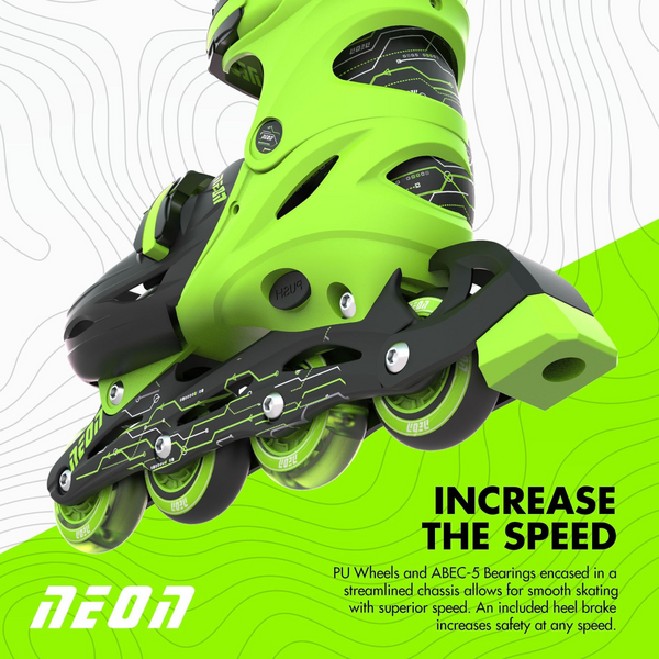 Роликові ковзани Neon Inline, розмір 30-33, зелений