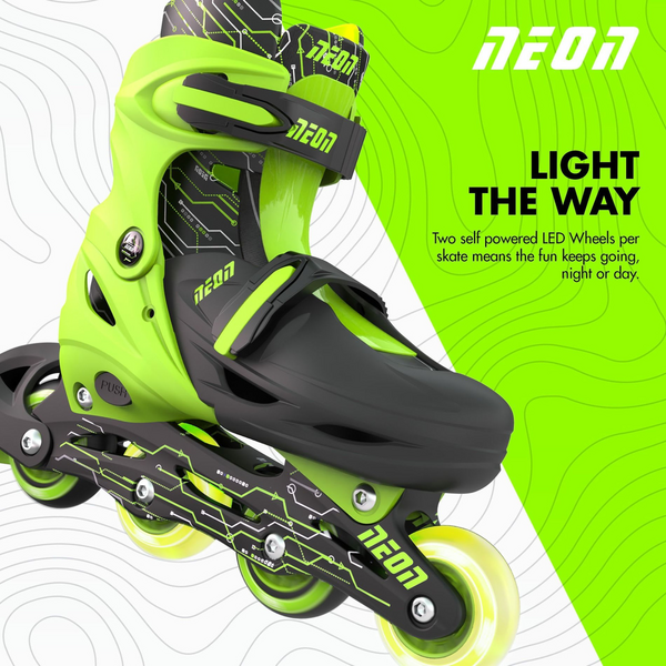 Роликовые коньки Neon Inline, размер 34-37, зеленый