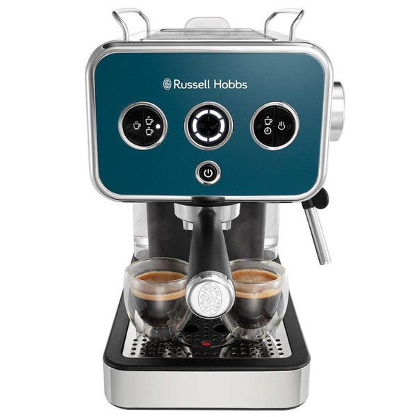 Кавоварка Russell Hobbs рожкова Distinctions Ocean 1.1л, мелена + чалди, синьо-сріблястий