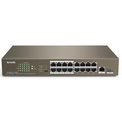 Комутатор TENDA TEF1118P-16-150W 16xFE PoE, 1xGE, 1xSFP