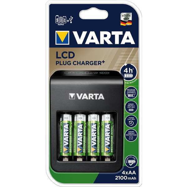 Сетевое зарядное устройство Varta LCD Plug Charger + 4 х Ni-Mh AA 2100 mAh (57687101441)