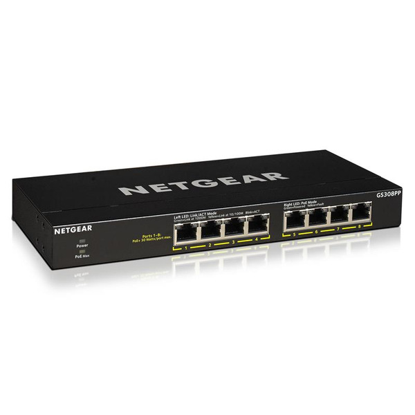 Комутатор NETGEAR GS308PP 8xGE PoE+ (83Вт), FlexPoE, некерований