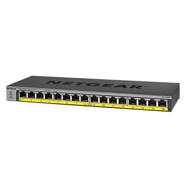 Коммутатор NETGEAR GS116PP 16x1GE PoE+(183Вт), FlexPoE, неуправляемый