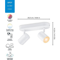 Світильник точковий накладний розумний WiZ IMAGEO Spots, 2х5W, 2200-6500K, RGB, Wi-Fi, білий