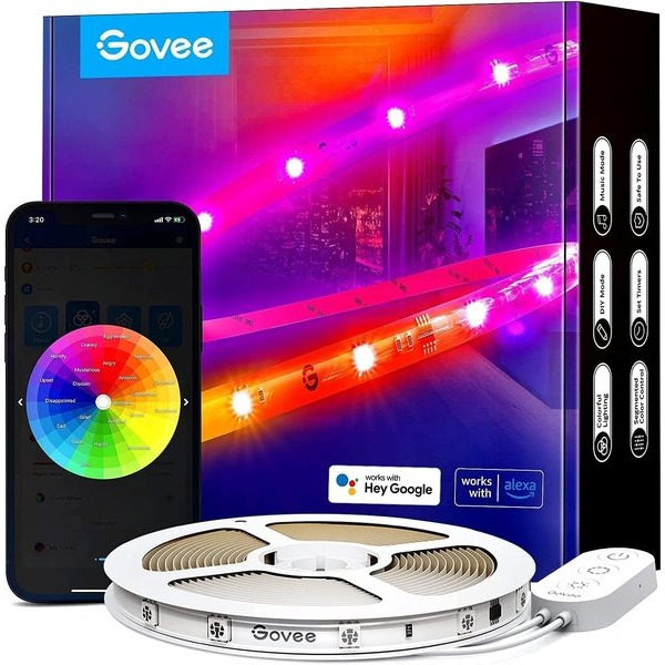 Стрічка світлодіодна розумна Govee H619A RGBIC Basic Wi-Fi + Bluetooth LED Strip Light With Protective Coating 5м Білий